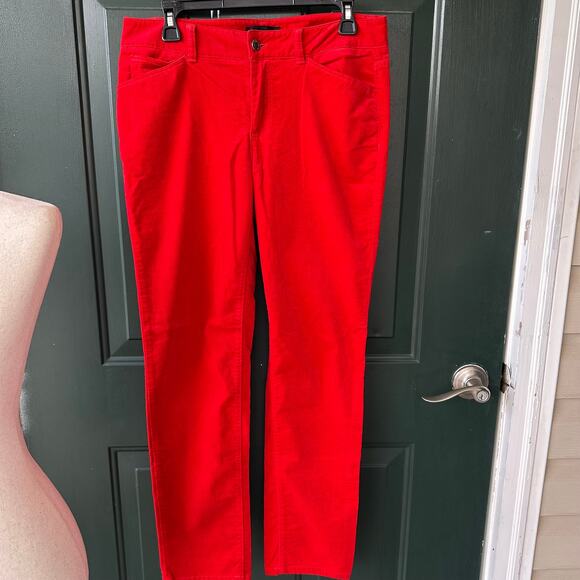 Talbots Signature 8 Cherry Red Velveteen Pants Holiday Classic Winter Career EUC - Picture 2 of 7